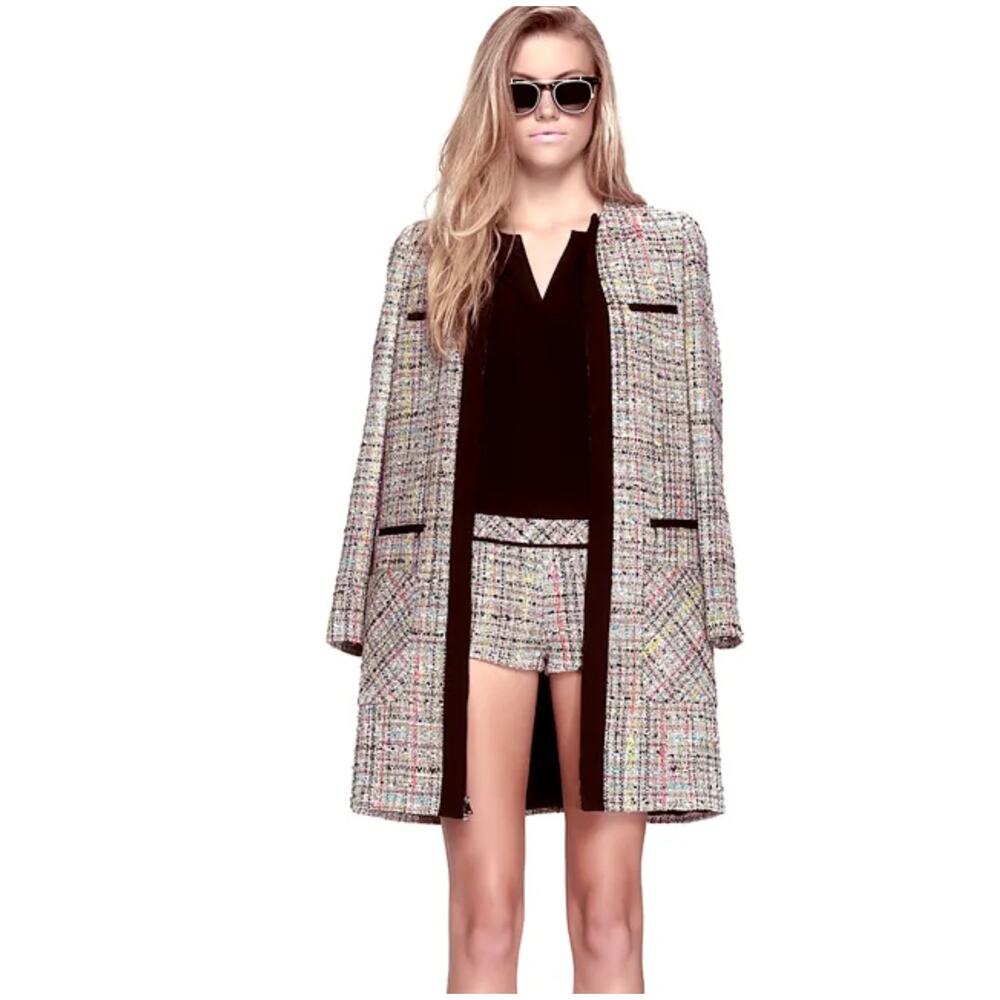 Jenni Kayne Boucle Tweed Zip Jacket multi color Size Small